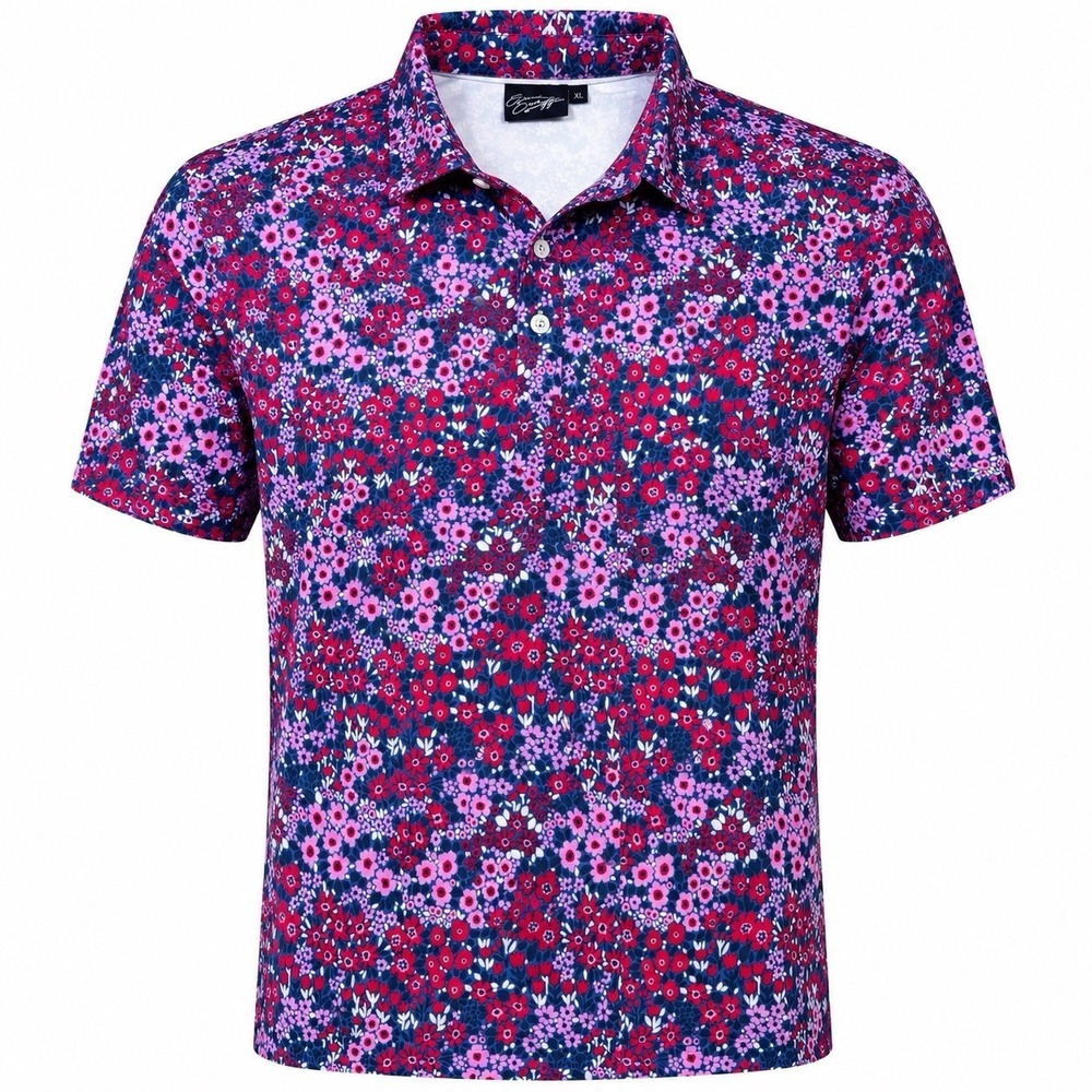 Sunday Swagger Tropical ABSTRACT Polo Men XL Neon Island Resort Golf Miami Vice